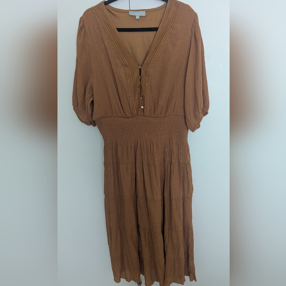 Chic Tan Midi Dress